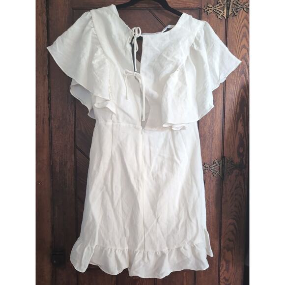 Lulu's Cute Confidence White Ruffled Faux-Wrap Mini Dress Size XL NWT - Picture 7 of 16
